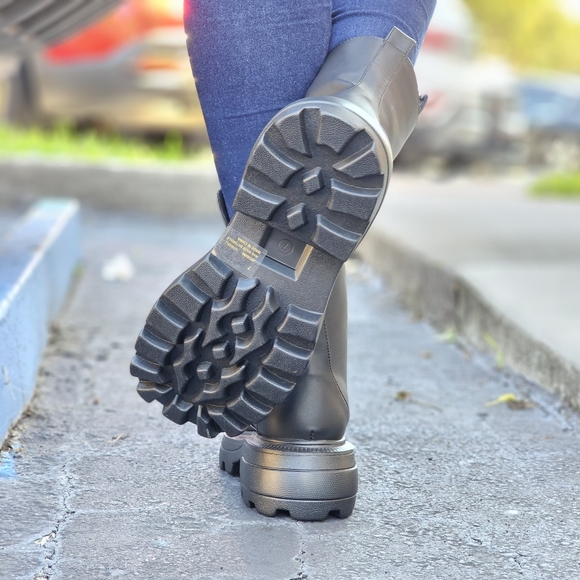 Womens Platform Combat Ankle Boots Black Color - Picture 6 of 6